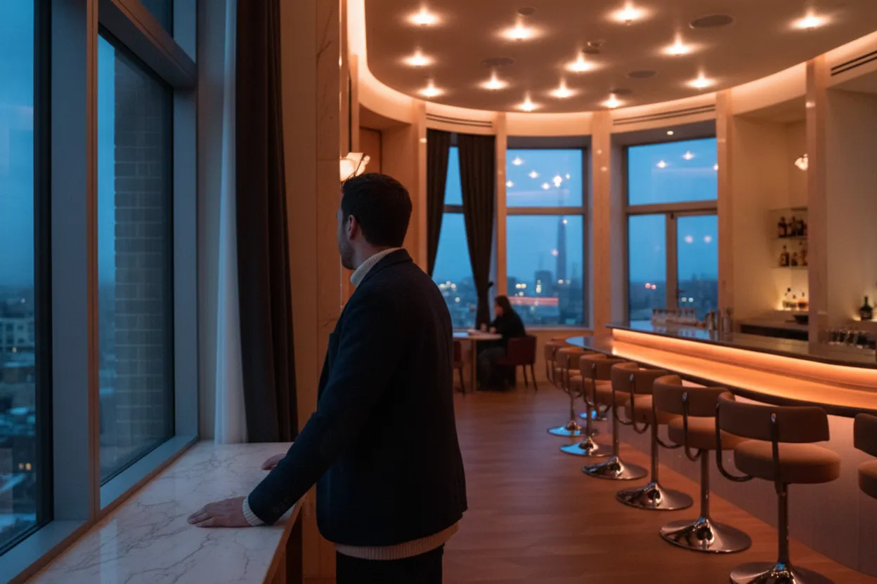 NYC experience scene for Overstory for a Splurge Skyline Drink When FiDi Guests Want the View
