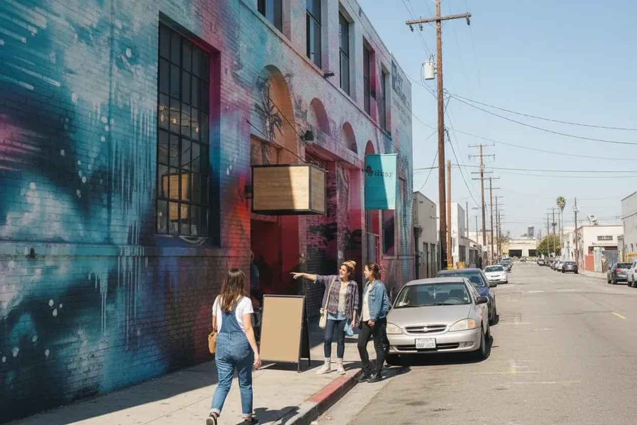 Los Angeles experience scene for polymarket Rules Check Before an Arts District Coffee Discussion