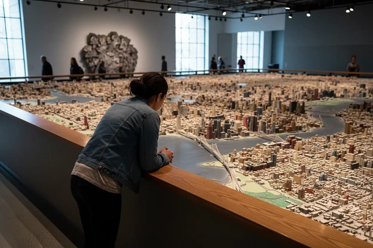 NYC experience scene for Queens Museum Panorama Hour for Map Nerds Escaping a Stormy Afternoon