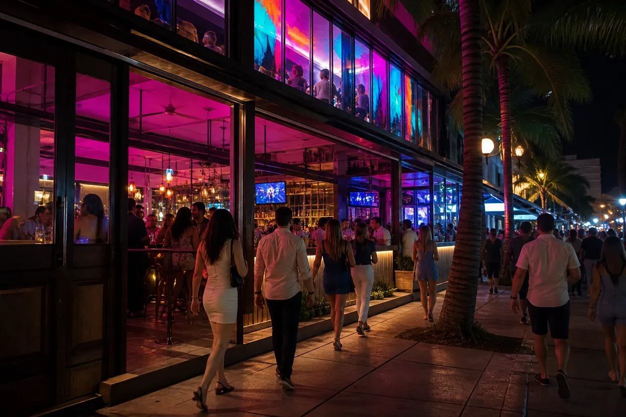 Miami experience scene for Navigating Miami's Nightlife: Identifying Local vs. Restaurant Chain Options