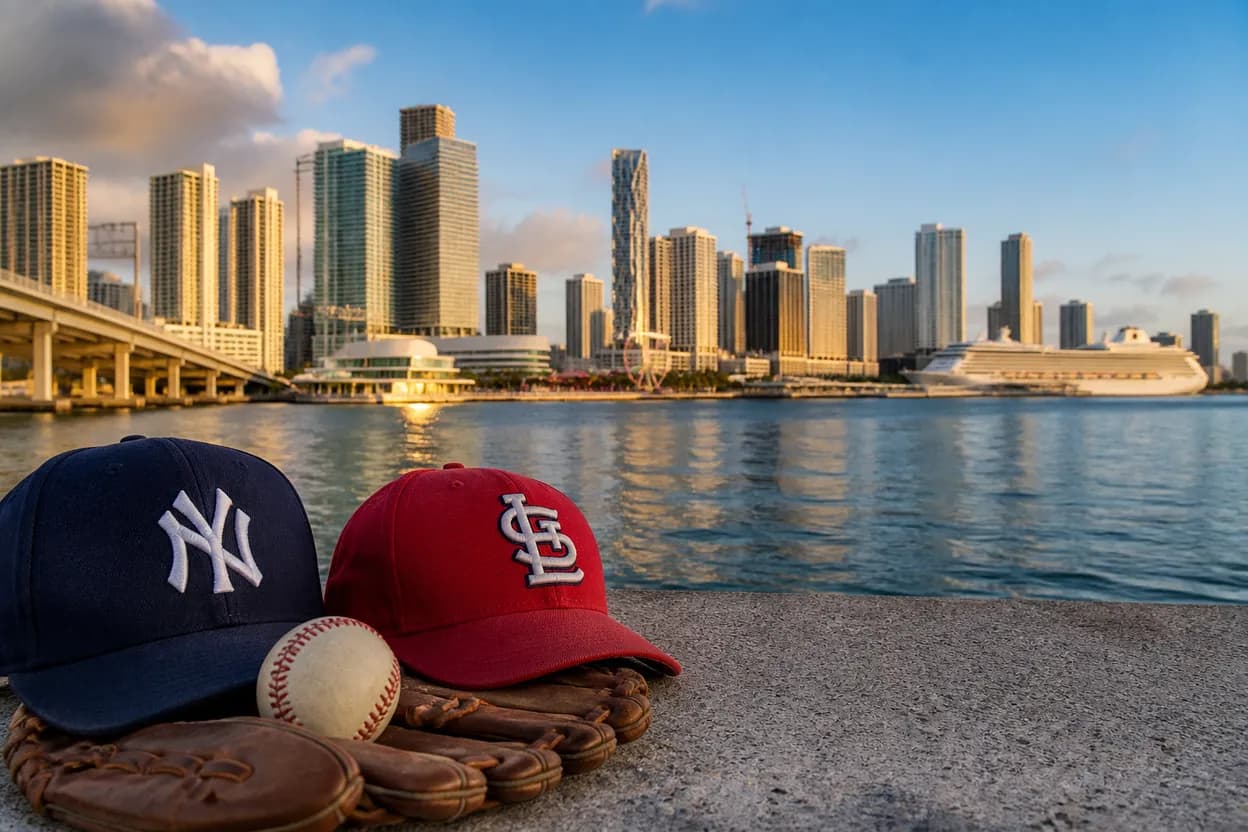 Realistic city scene for cardinals vs yankees: A Miami Sports and Social Plan