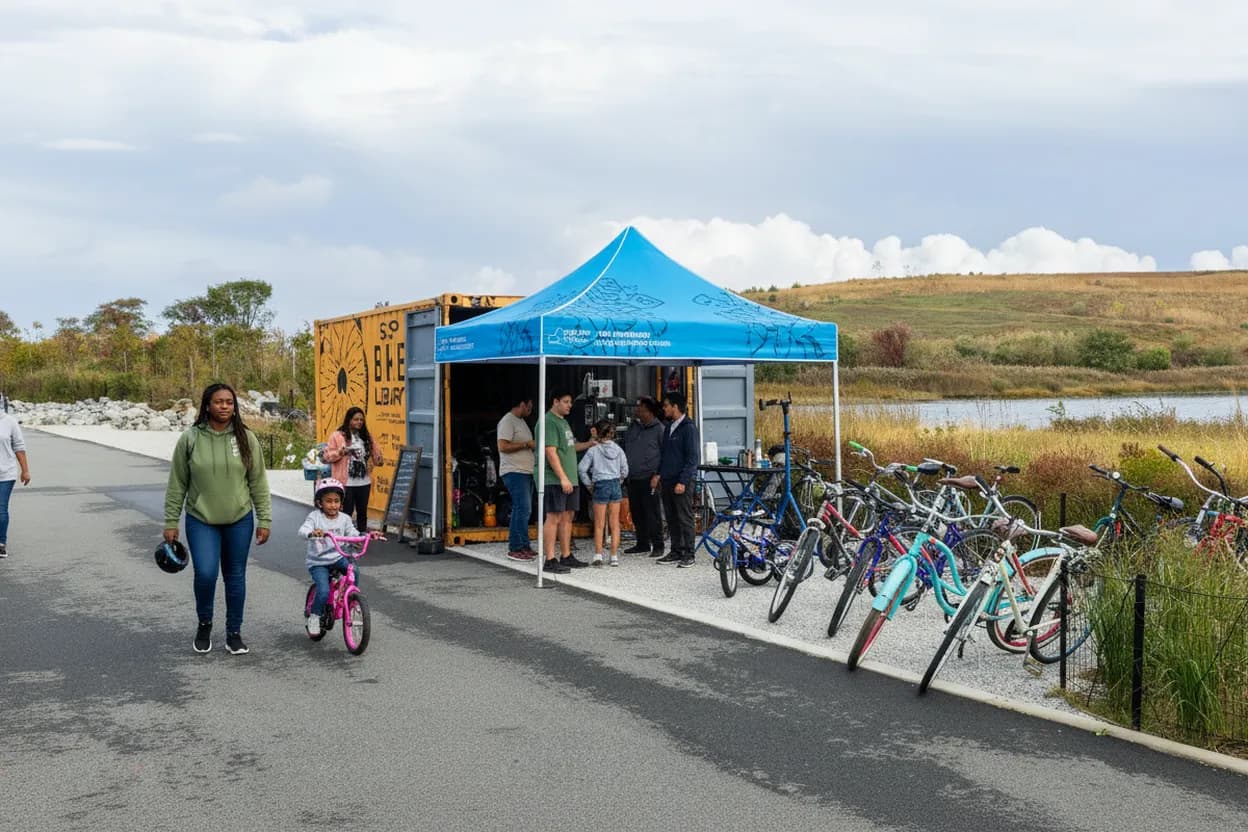Cover scene for Can the Shirley Chisholm Park Bike Library Work for a No-Gear Brooklyn Ride?
