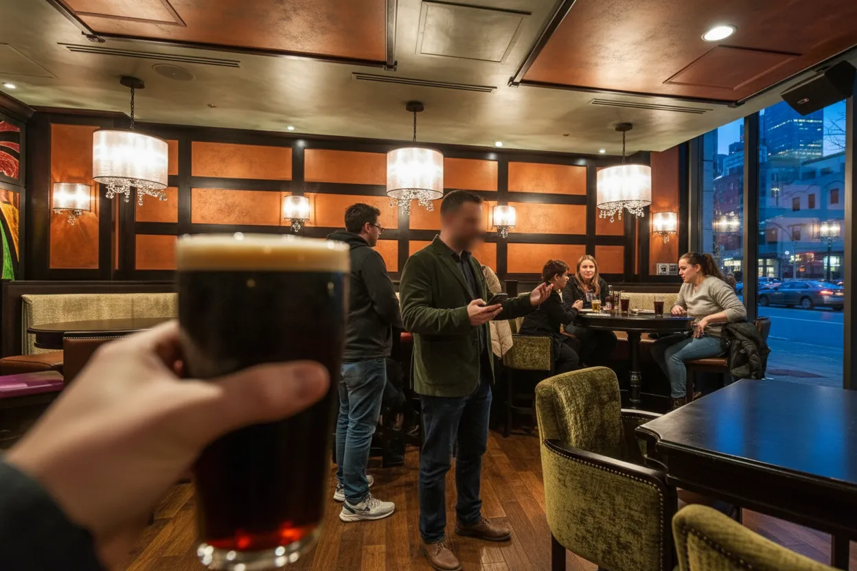 NYC experience scene for GAA Match Morning at Playwright Irish Pub for Midtown Friends Who Miss Home Commentary