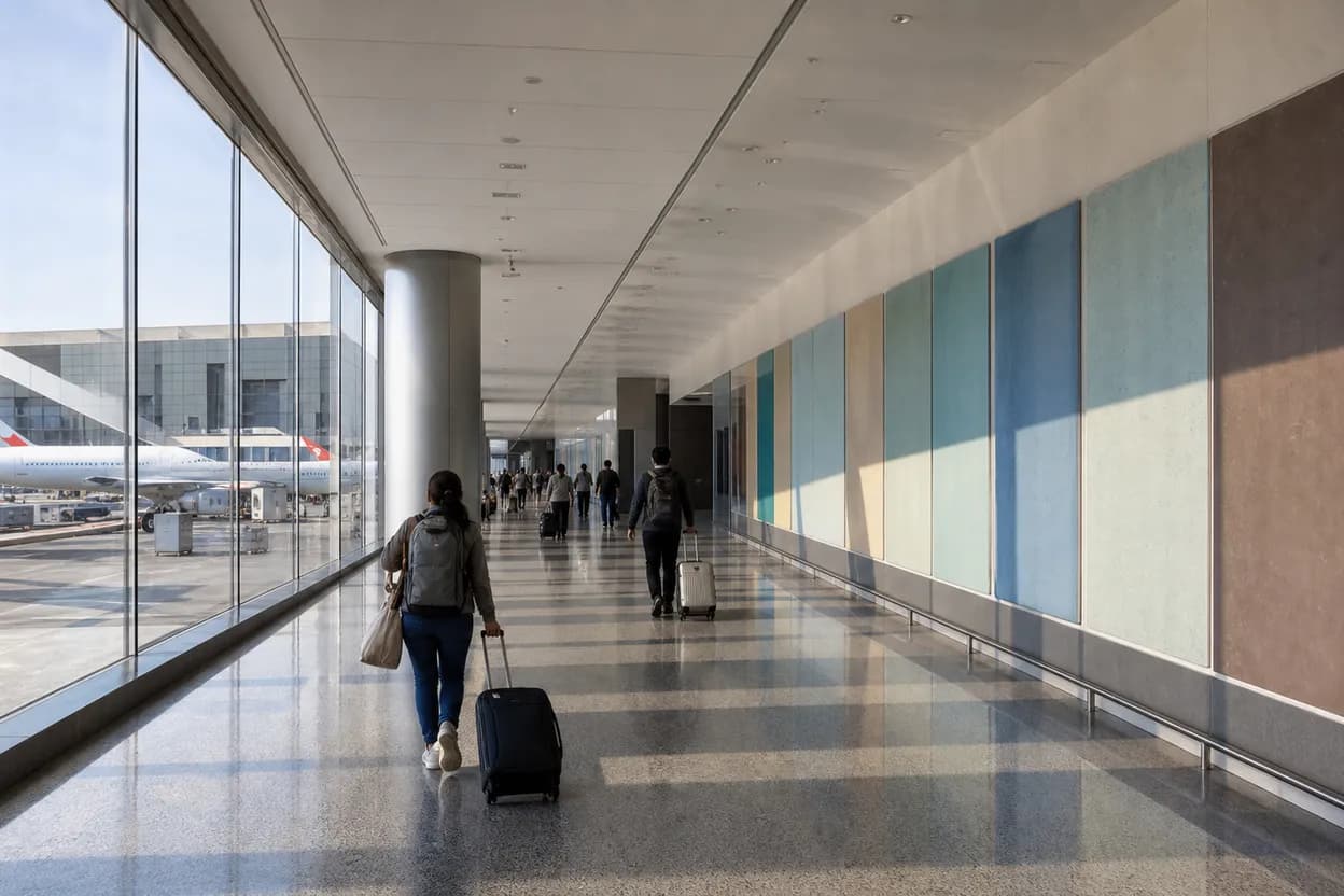 Cover scene for american airlines elite upgrade changes: free LAX art walk