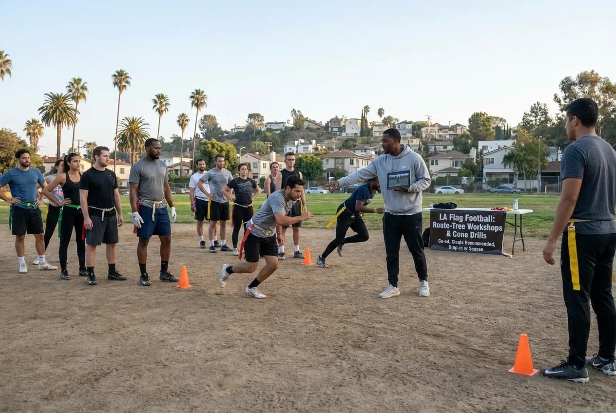 Editorial detail for Zay Flowers Route Running Drills: LA Flag Football Leagues Teaching Receiver Technique in Los Angeles