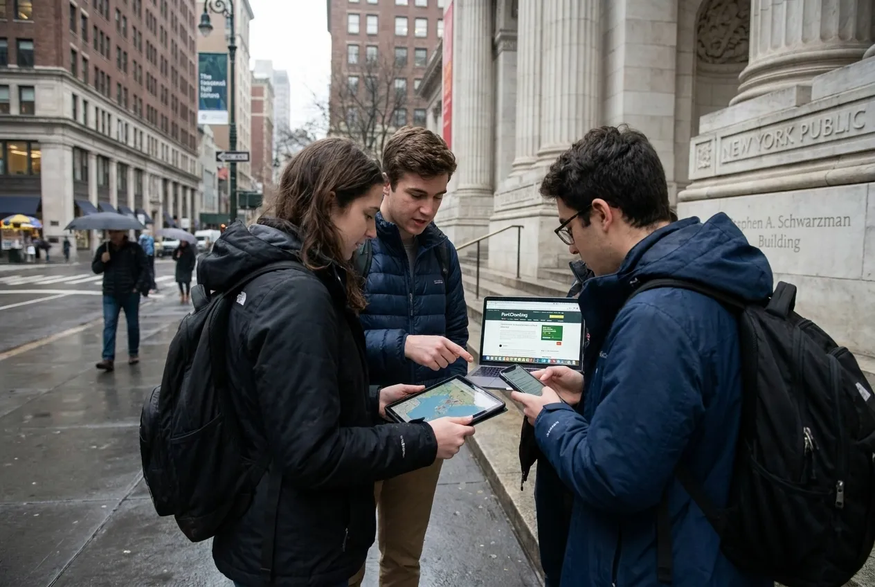 Local scene for Deadly Fungus Outbreak Context: NYC Student Health Resource Verification Route Map in NYC