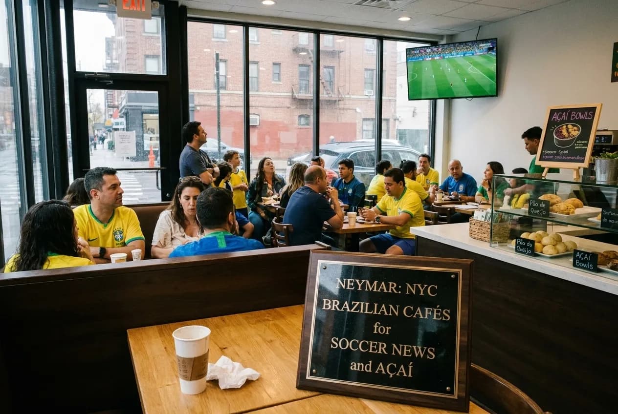 Cover for neymar: NYC Brazilian Caf s for Soccer News and A in NYC