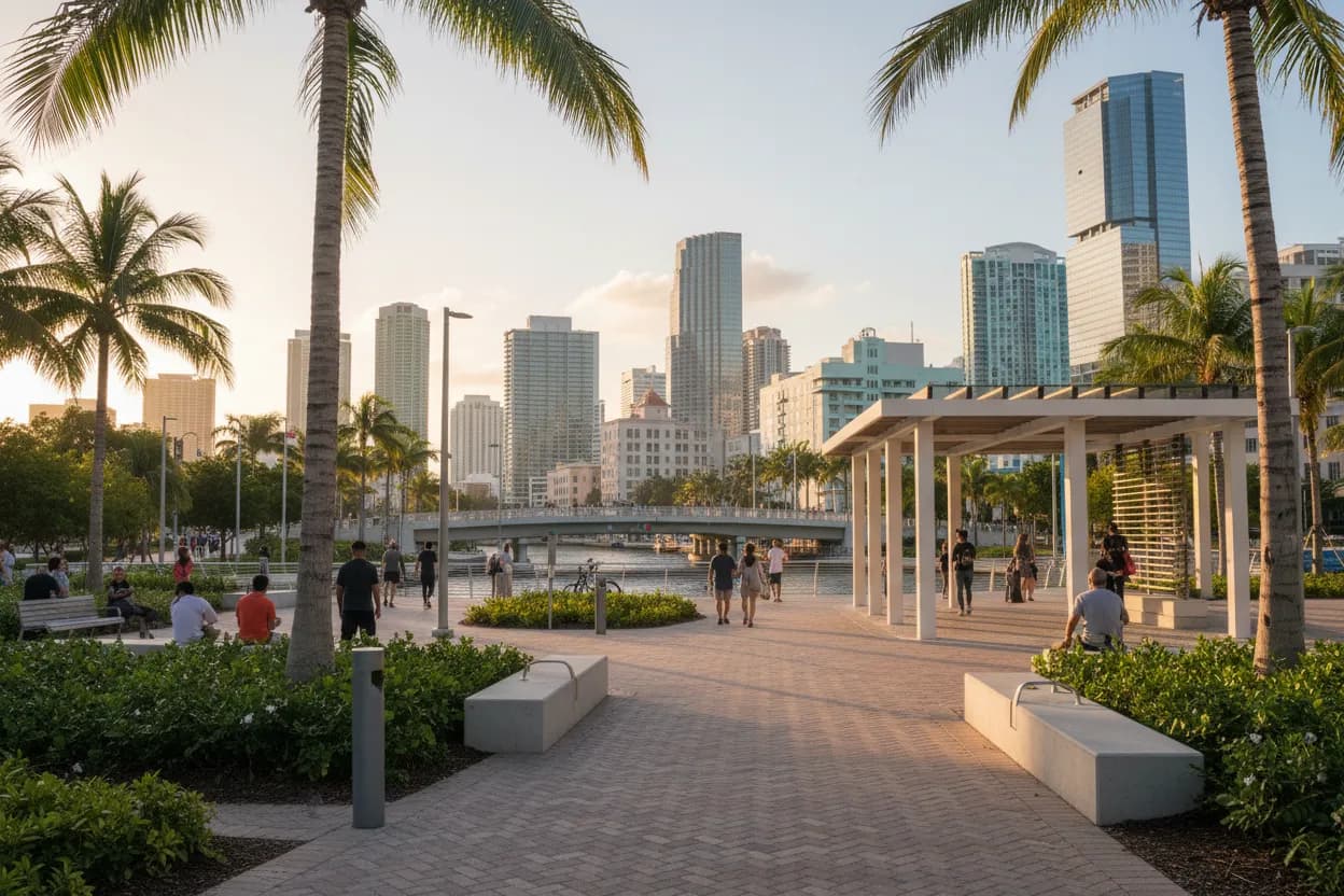Realistic city scene for quesarito: A Free Miami Day With Backups