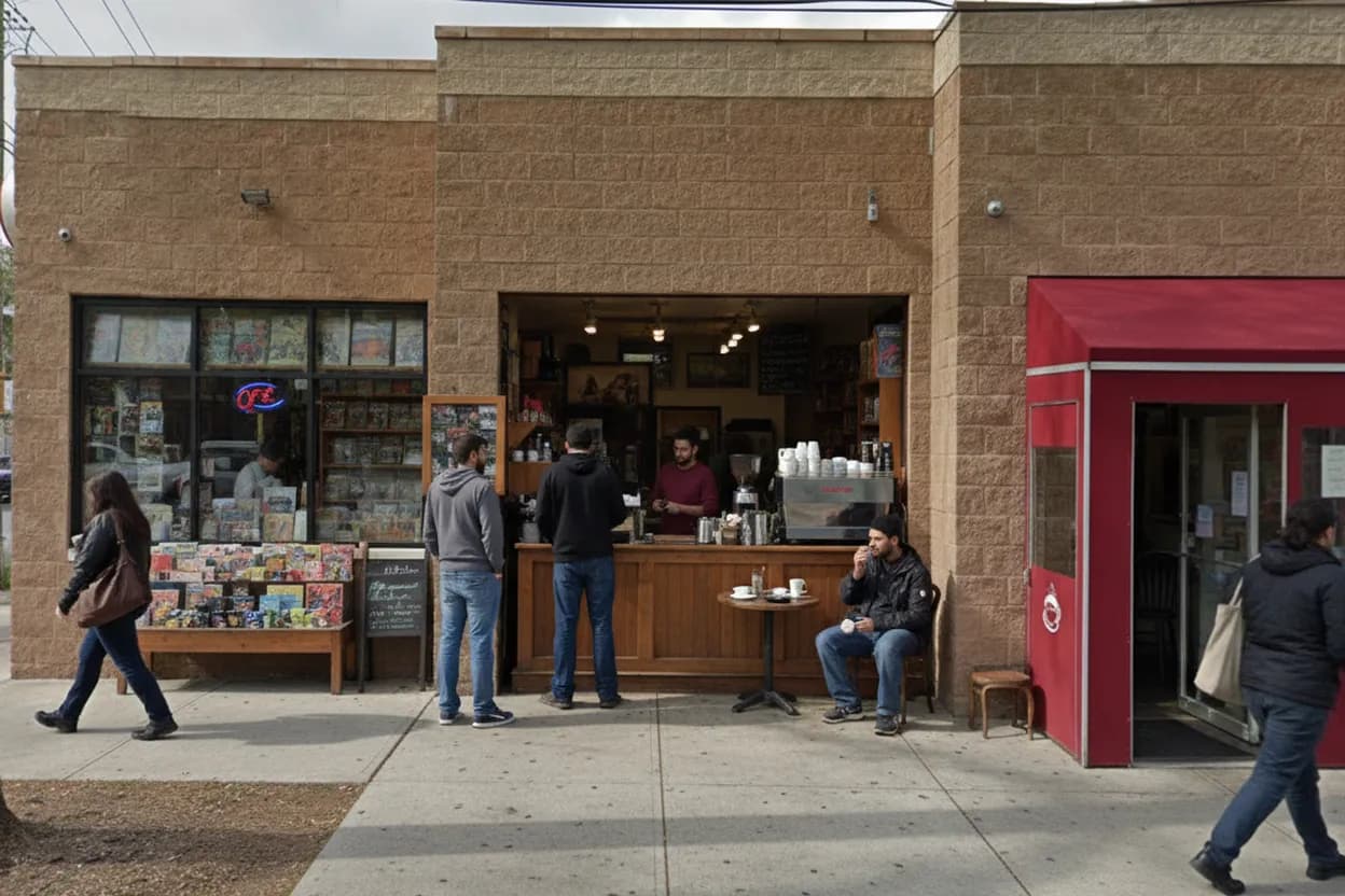 Cover scene for Coffee & Collectibles on Manor Road for a Quiet Cake-and-Browse Hour
