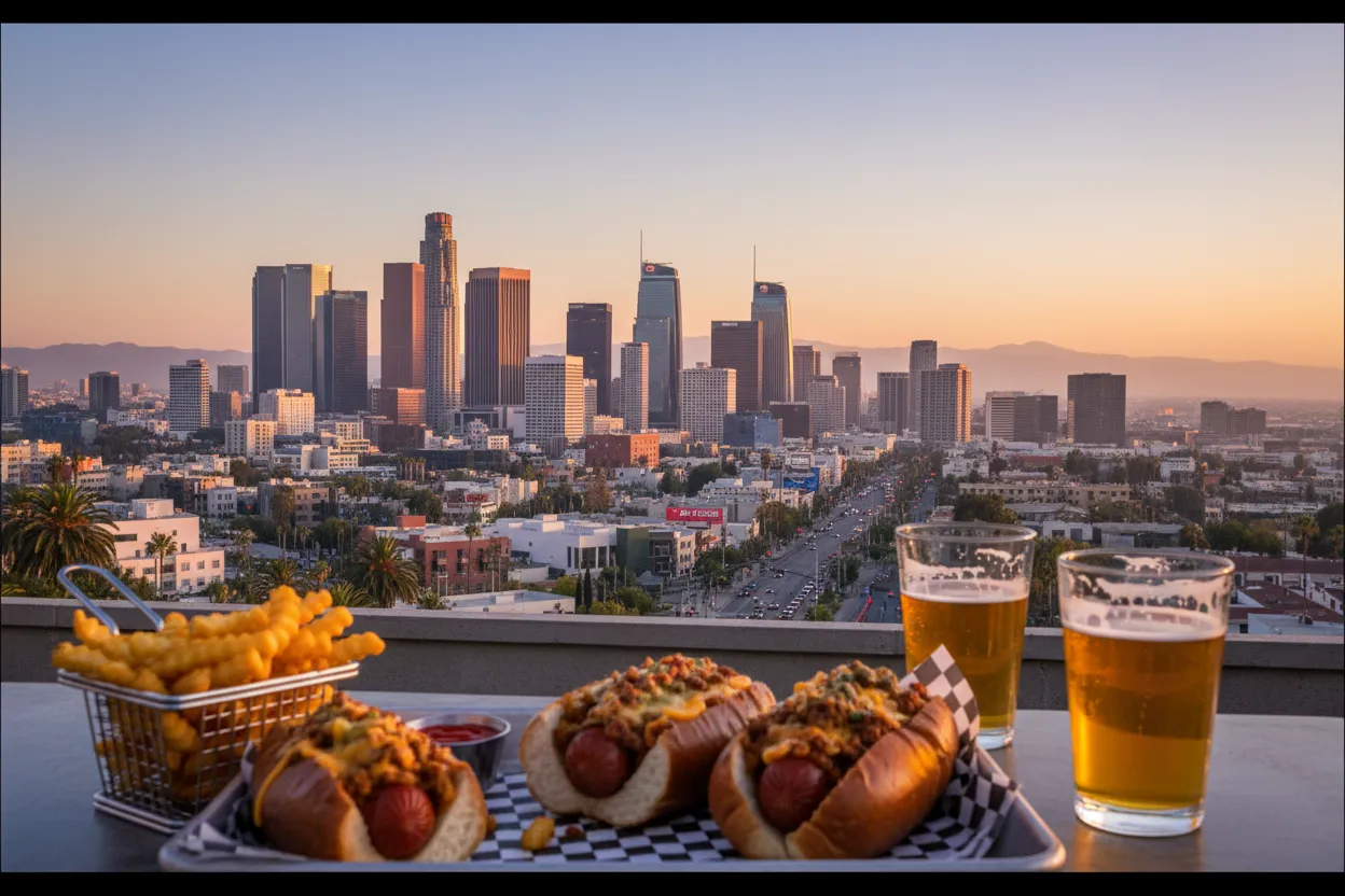 Realistic city scene for rangers vs angels: A Los Angeles Sports and Social Plan
