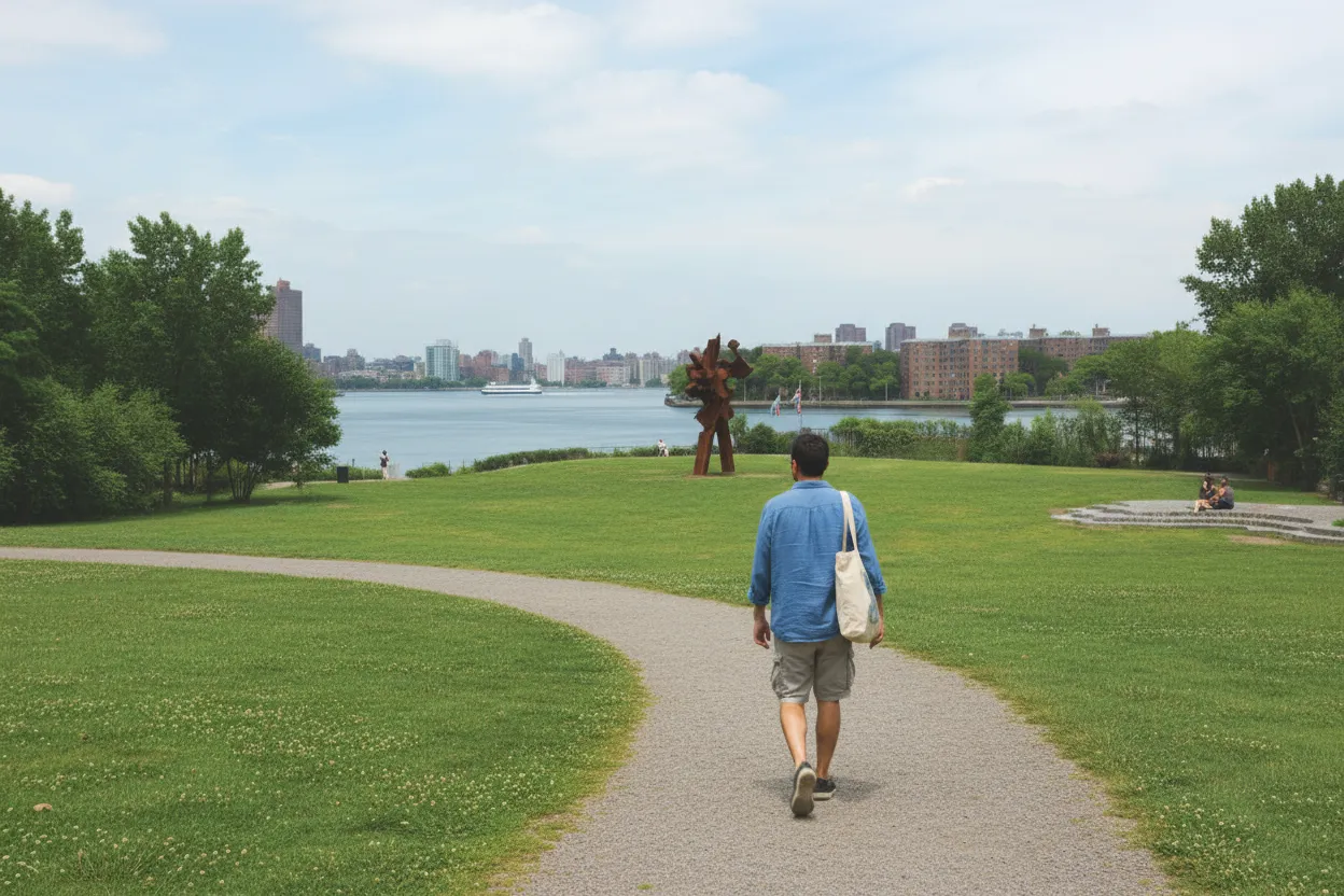 NYC experience scene for Noguchi’s Socrates Neighbor Test: Sculpture Park First or Museum First?
