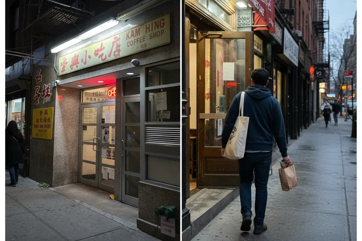 Cover scene for Kam Hing Coffee Shop in Chinatown: Sponge Cake Before Canal Street Errands