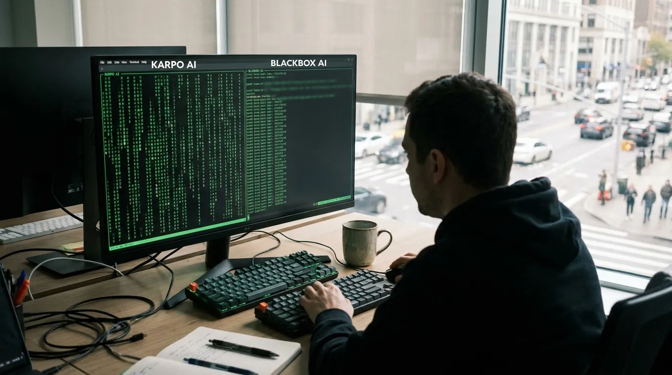 Photorealistic Karpo versus BLACKBOX AI comparison scene 2