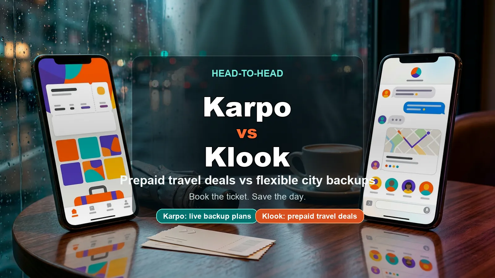 Commercial Karpo vs Klook cover comparing prepaid travel deals with flexible city backup plans