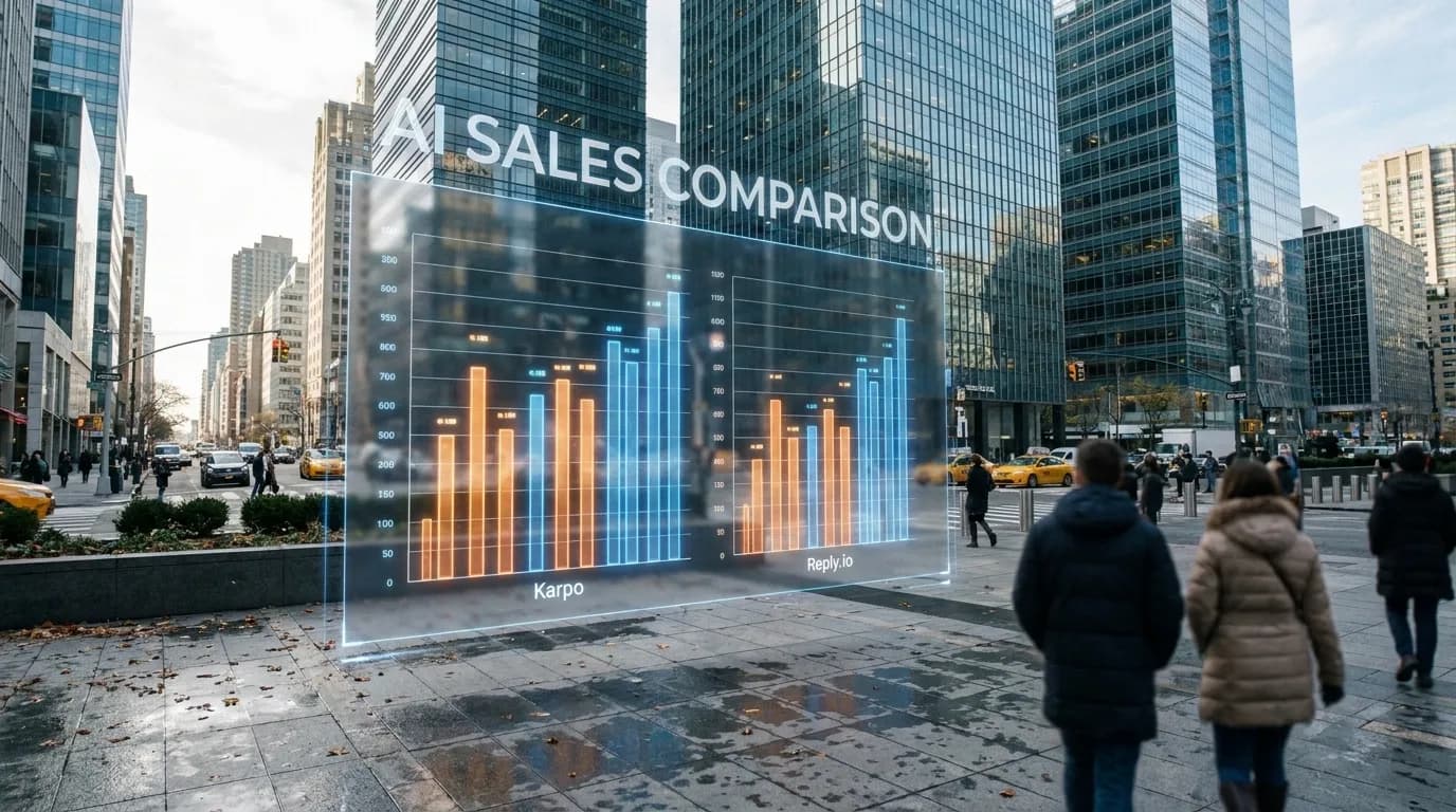 Photorealistic Karpo versus Reply.io comparison cover