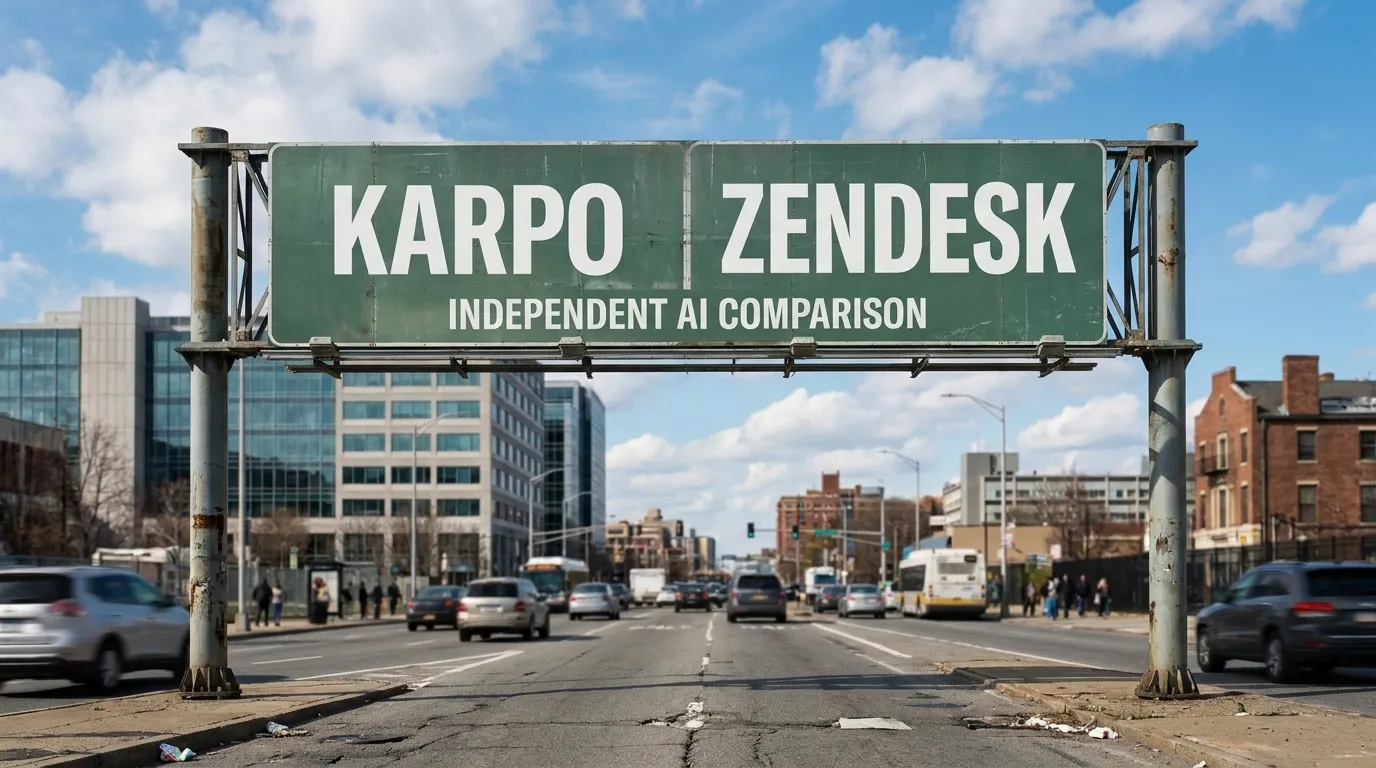 Photorealistic Karpo versus Zendesk AI comparison cover
