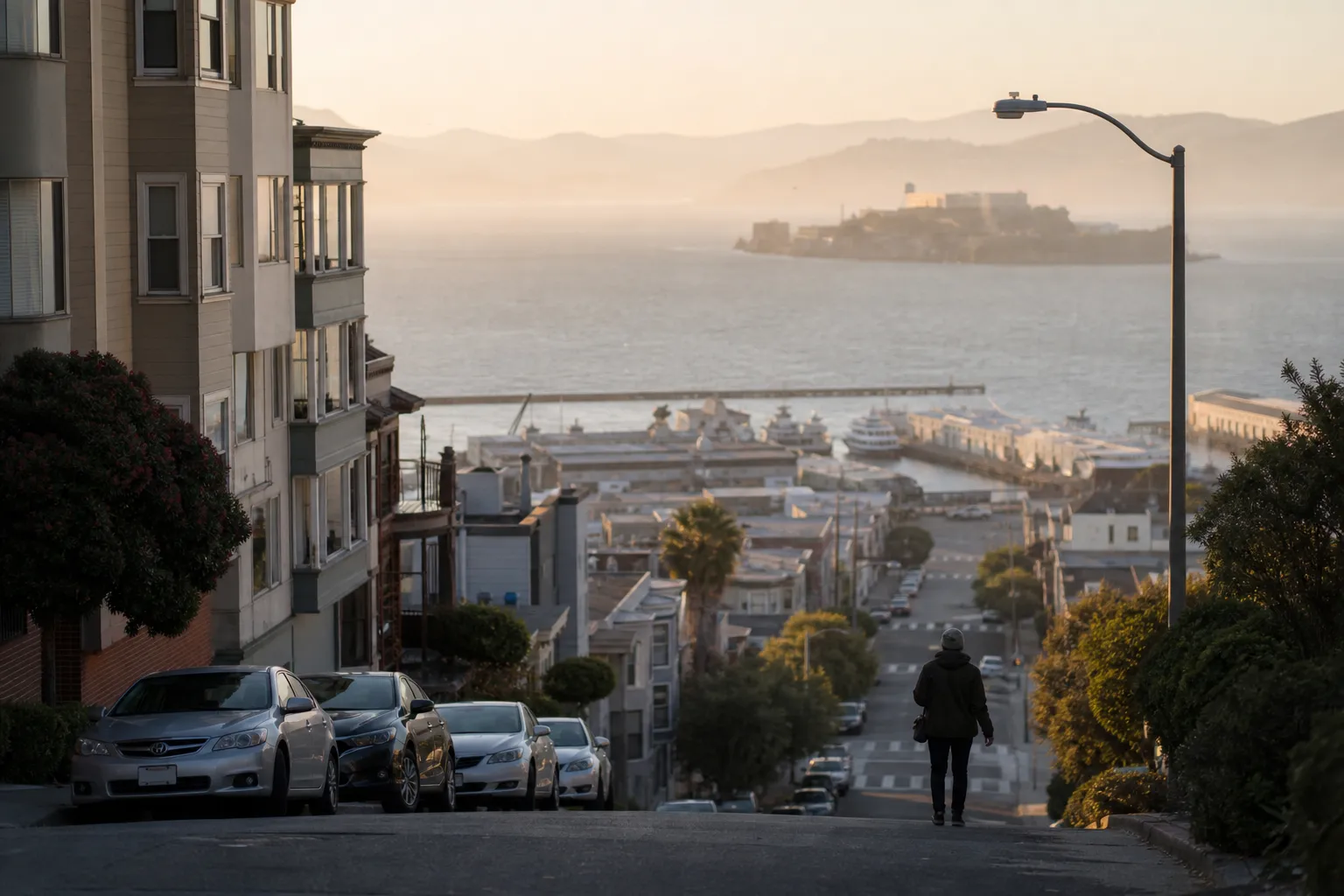 Distinct real-scene reference image for SF: high-yield savings vs cd: SF guide for a low-friction day
