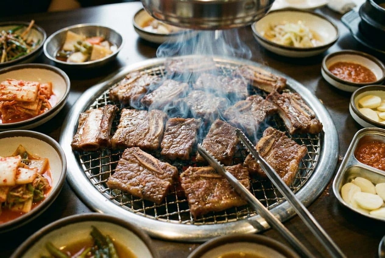 KBBQ Smoke and Spurs vs Knicks Game 4 Screens Before World Cup Night in Koreatown - scene