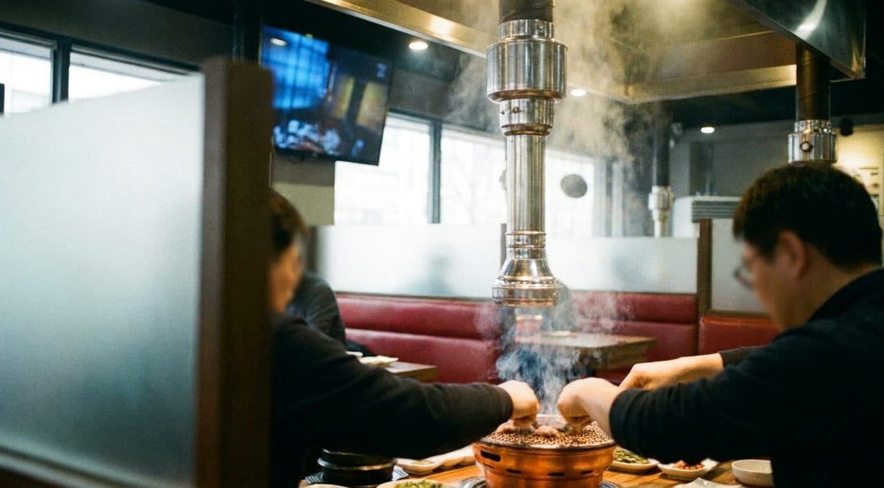 KBBQ Smoke and Spurs vs Knicks Game 4 Screens Before World Cup Night in Koreatown - scene