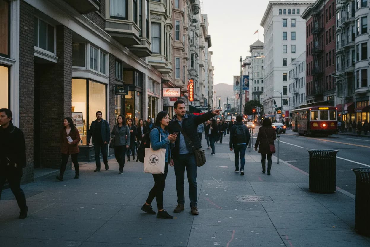 Practical city scene for kirkland chocolate chips: The San Francisco Source-Checking Route