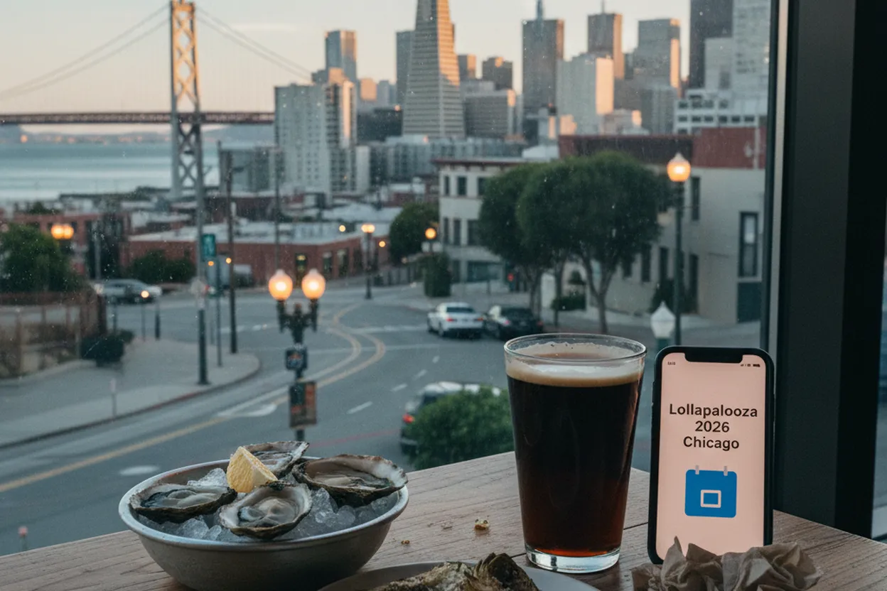 Realistic city scene for lollapalooza 2026: A San Francisco Night Out With Backups