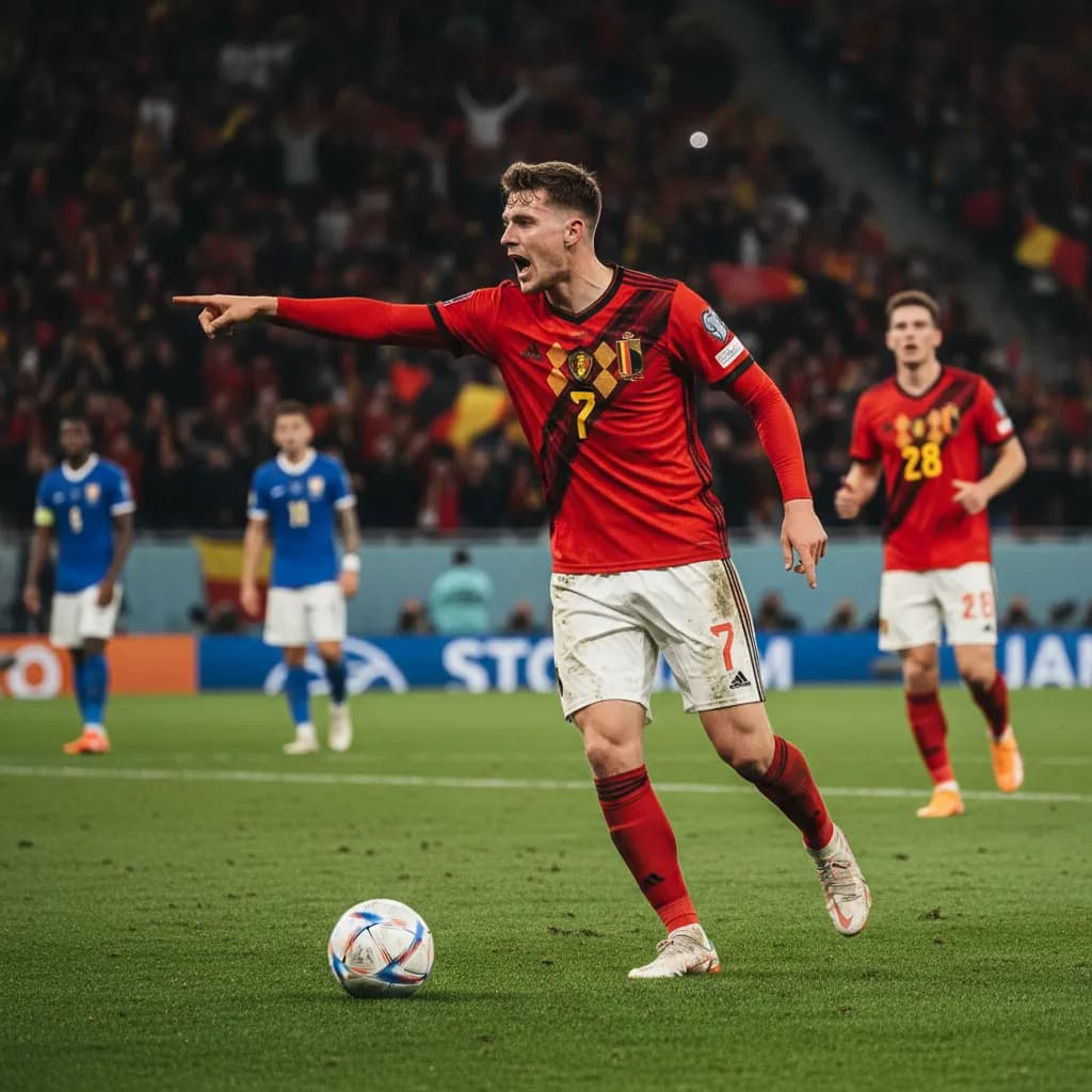 Belgium fans waving flags in a packed Cincinnati stadium