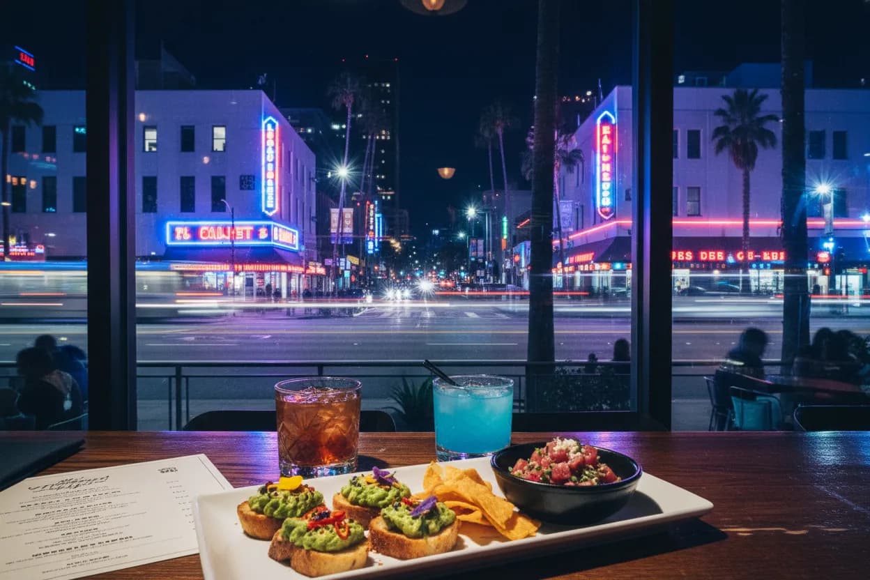 Realistic city scene for south carolina senate primary: A Two-Stop Los Angeles Nightlife Route