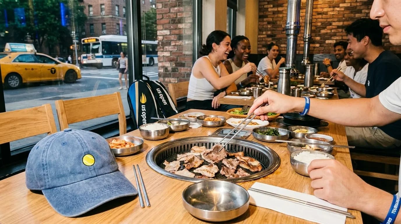 Photorealistic New York scene for Korean Barbecue Nights After US Open Evening Sessions.