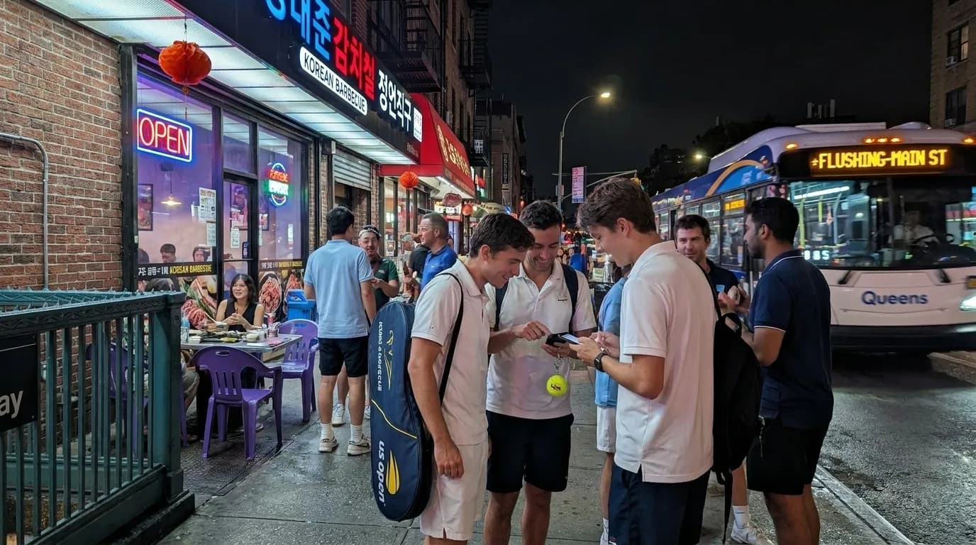 Bright editorial scene supporting Korean Barbecue Nights After US Open Evening Sessions.
