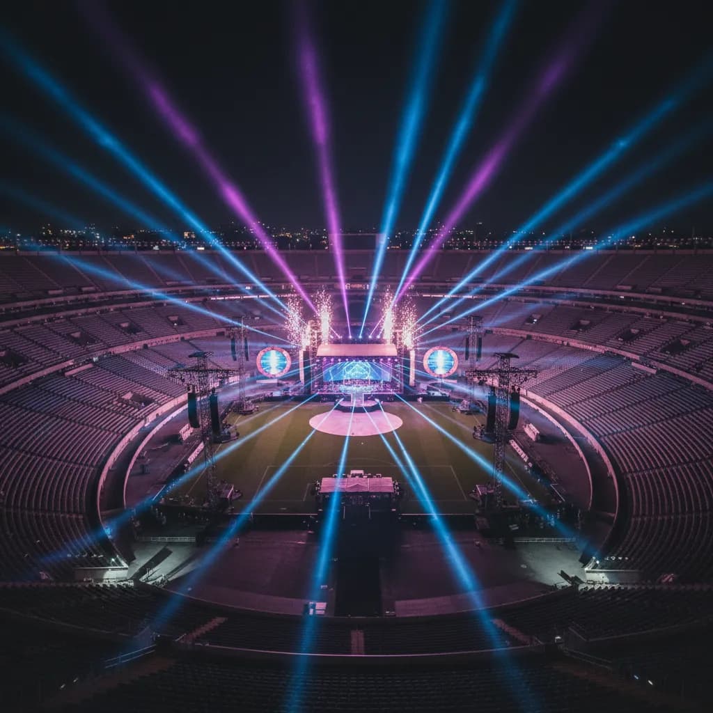 Estadio Azteca lit up for the World Cup opening ceremony featuring K-pop performances