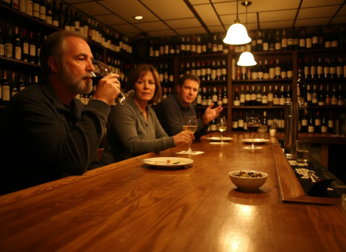 A relaxed local wine bar on an ordinary weeknight