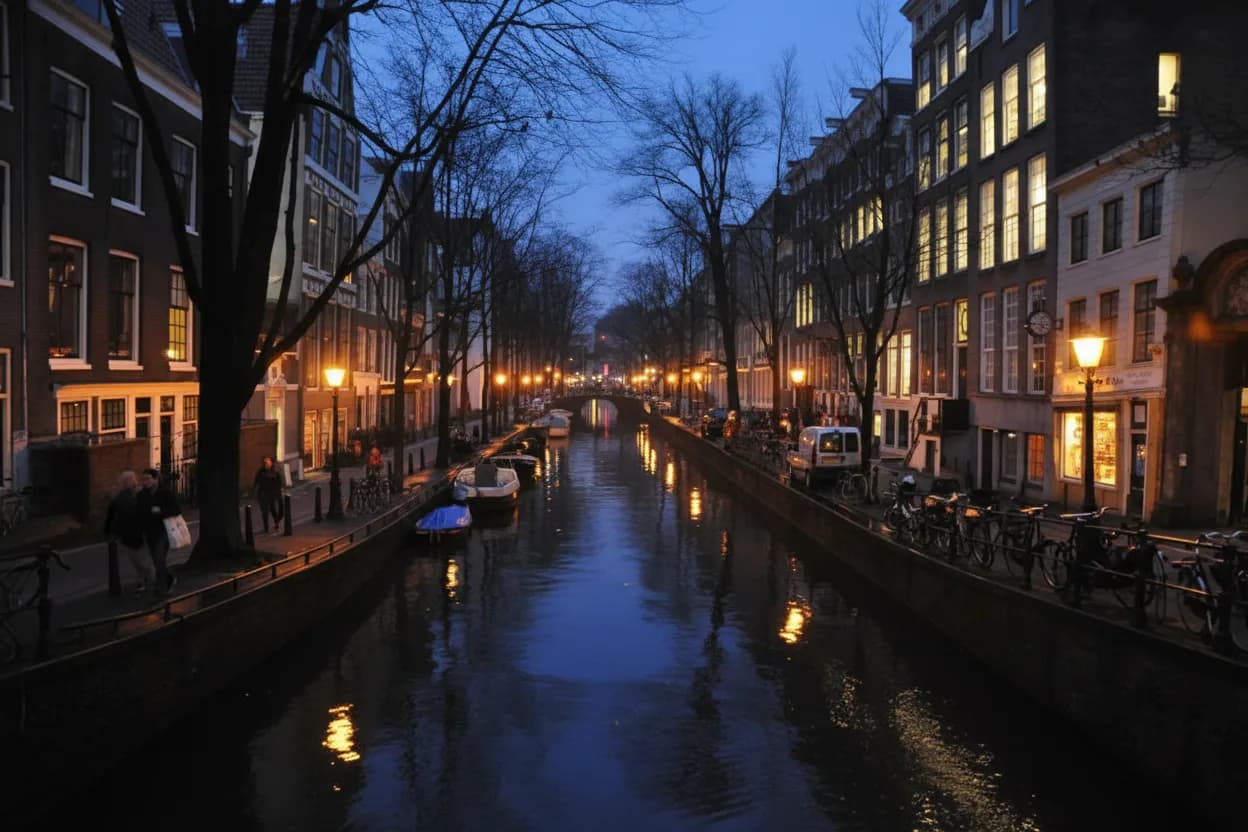 A cozy neighborhood evening street in the city you live in