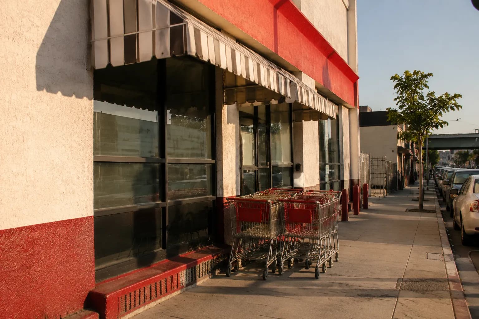 Exterior detail of Trader Joe's on Colorado Boulevard in Eagle Rock showing storefront and sidewalk