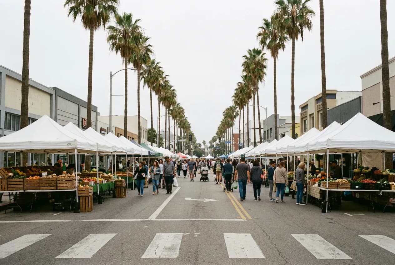Santa Monica Farmers Market in Santa Monica (Arizona Ave), Los Angeles — cover photograph