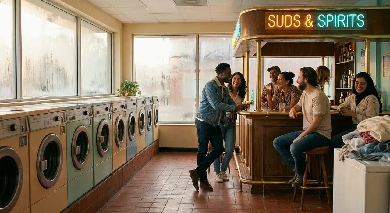The Bar Inside a Working Highland Park Laundromat