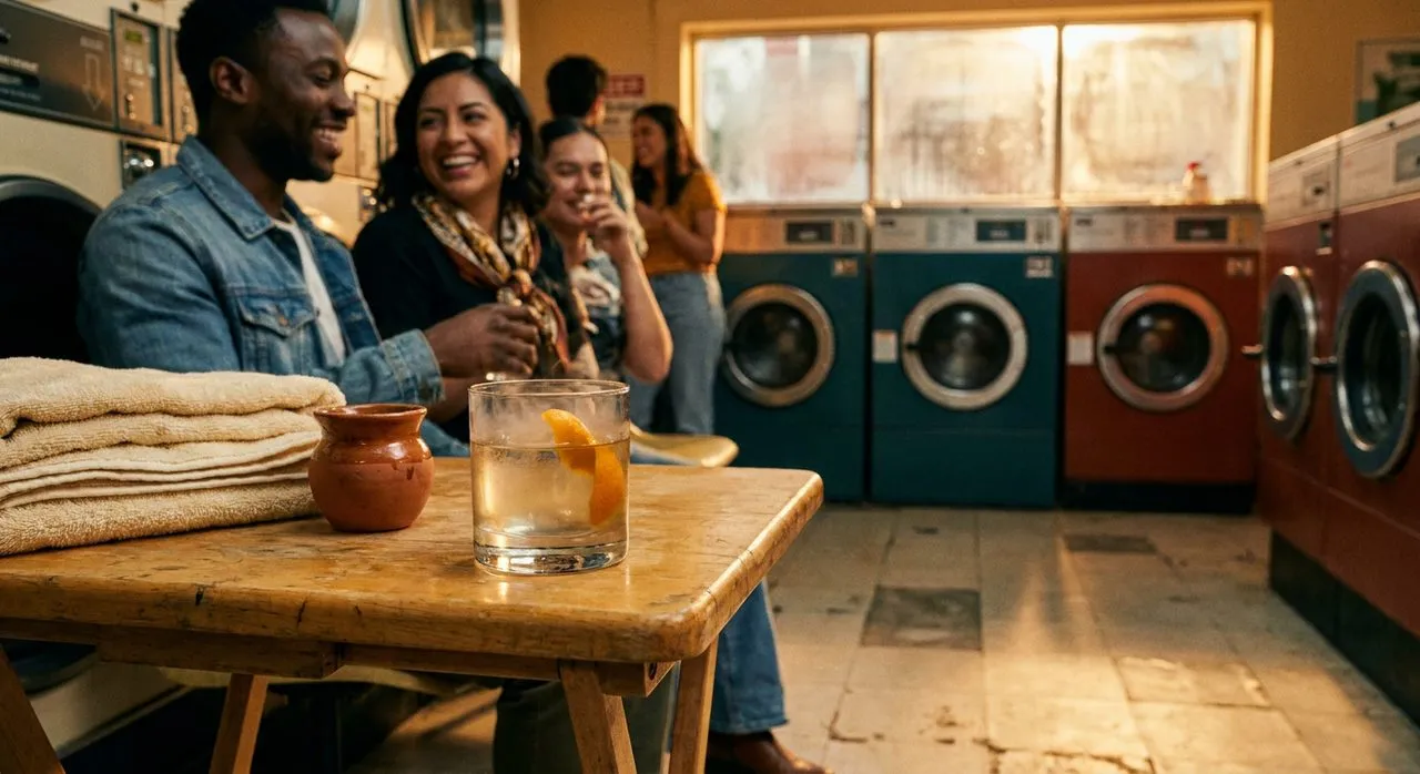 The Bar Inside a Working Highland Park Laundromat