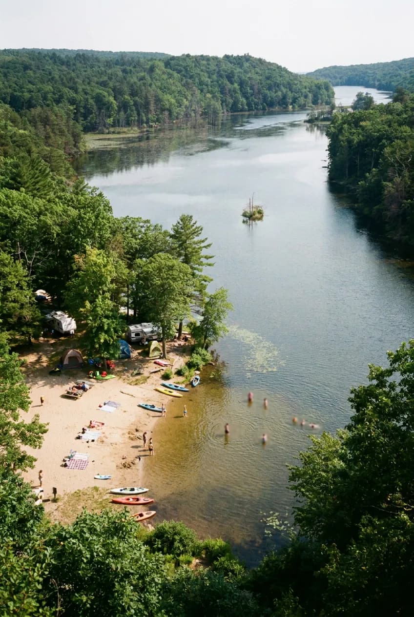State park swimming lake near NYC for summer camping