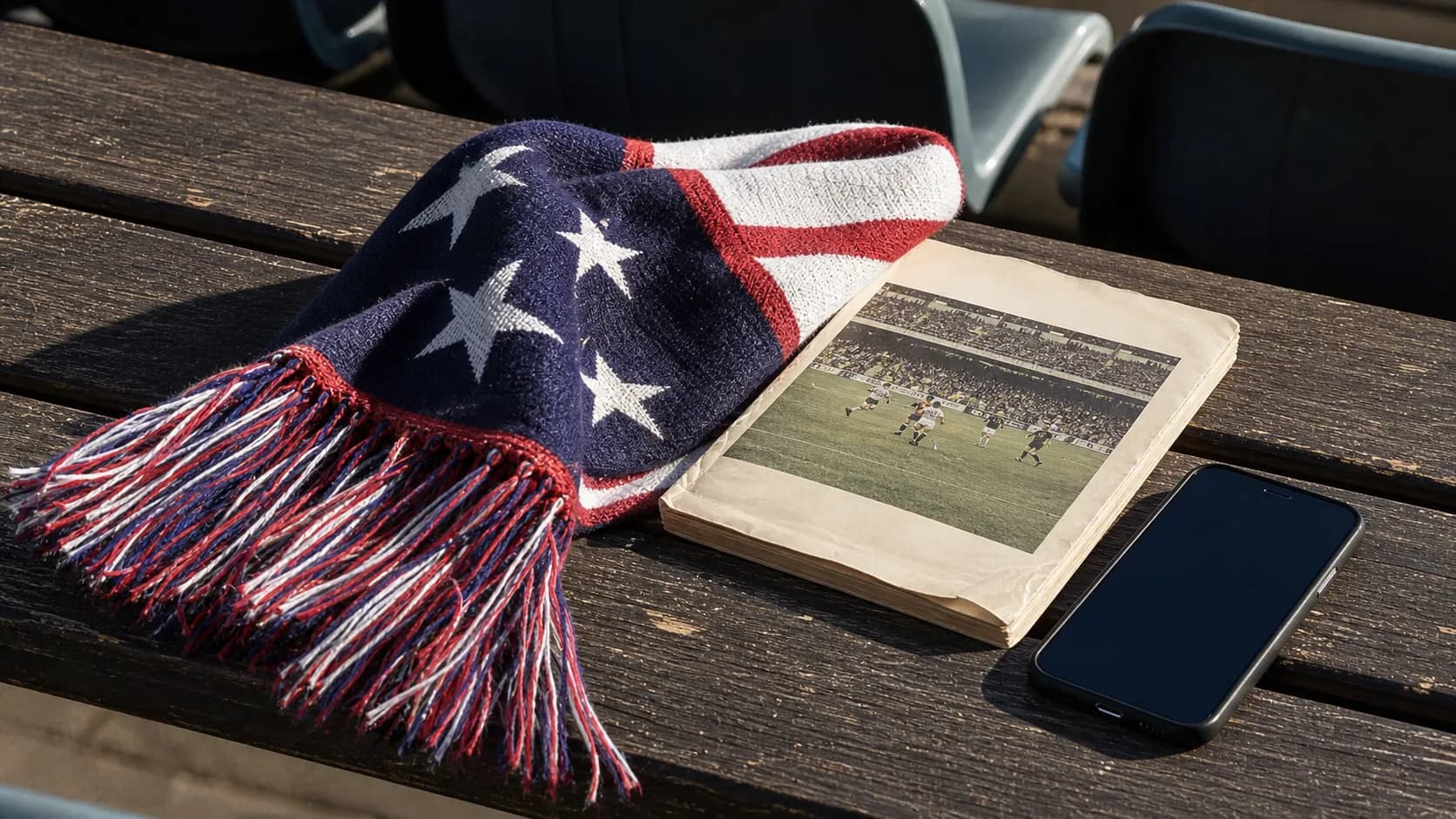 Bright realistic archive-style USA soccer fan image