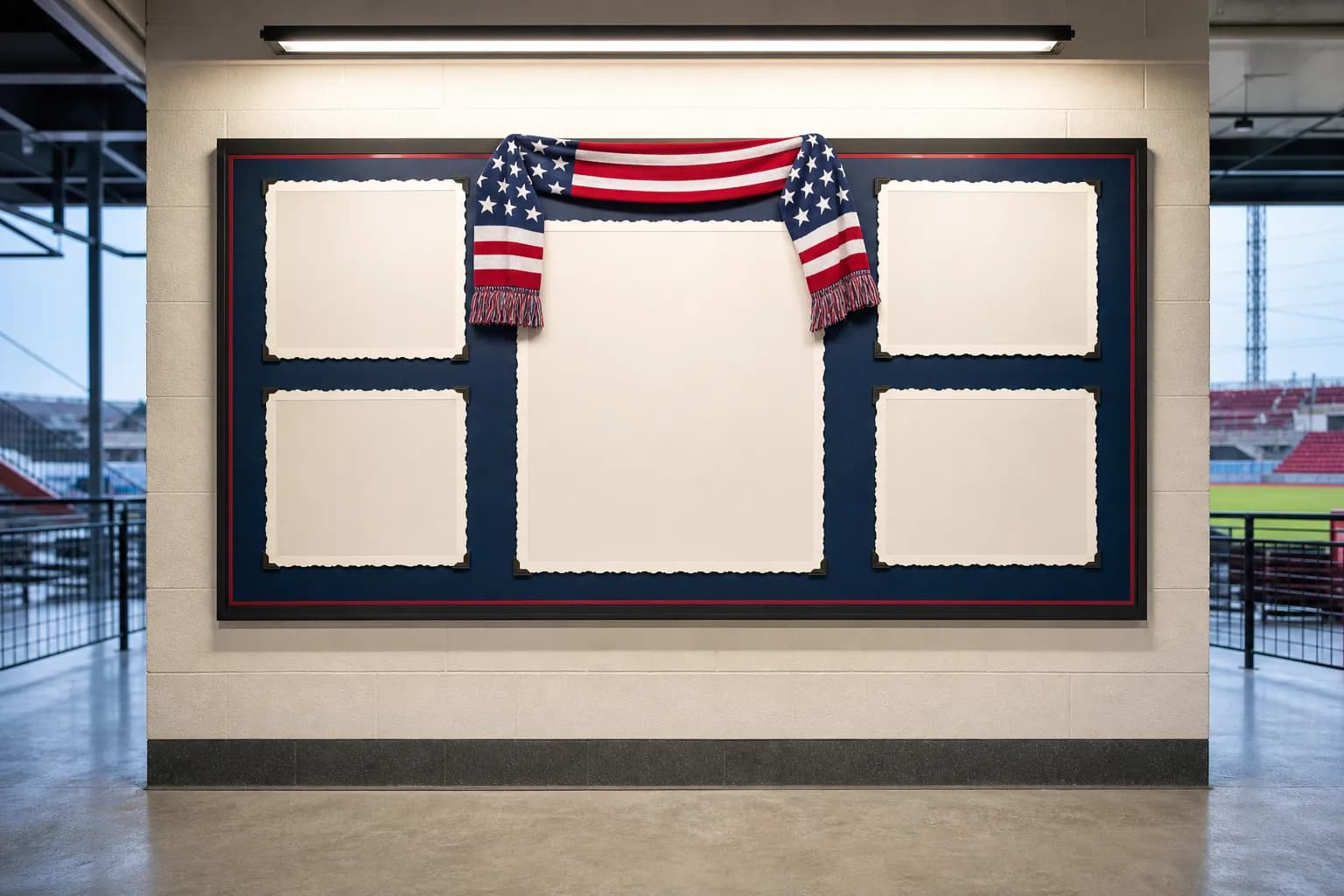 Bright realistic USA soccer archive display image