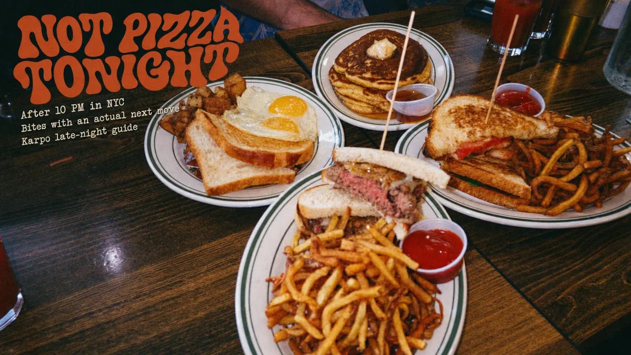 16:9 cover image for Late-night NYC bites for when pizza is too obvious, styled from a real NYC reference.