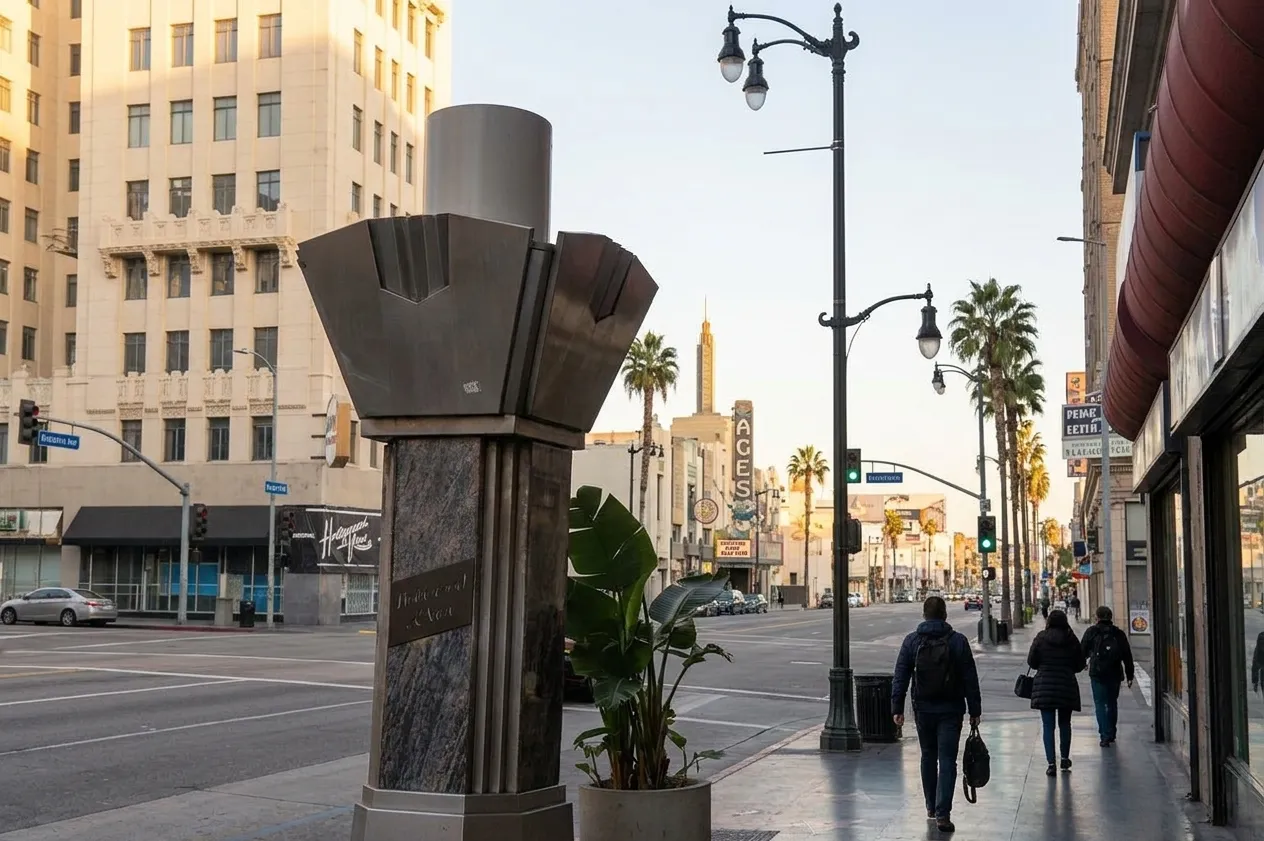 Metro station entrance on Western Avenue in Koreatown with signage and street-level access
