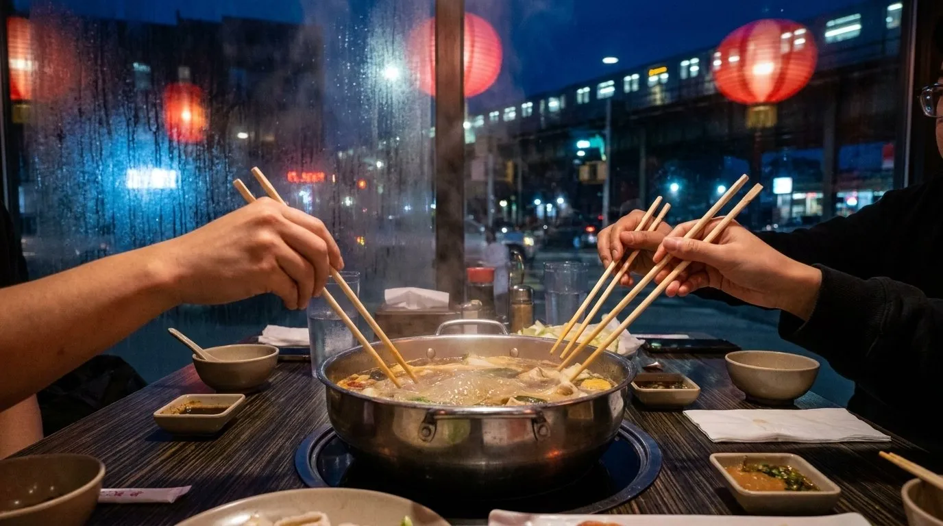 Editorial NYC detail for Late-Night Hotpot Tables Near the Last Queens Train
