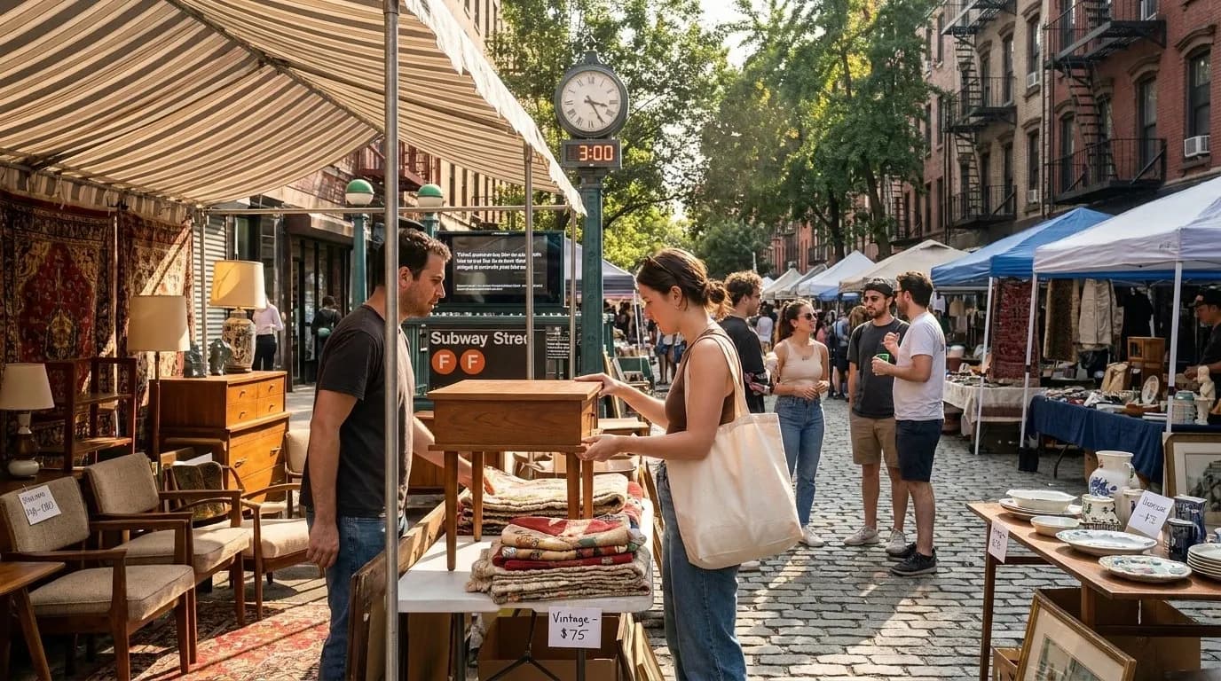 NYC experience scene for Late-Summer Flea Markets for Apartment-Friendly NYC Finds