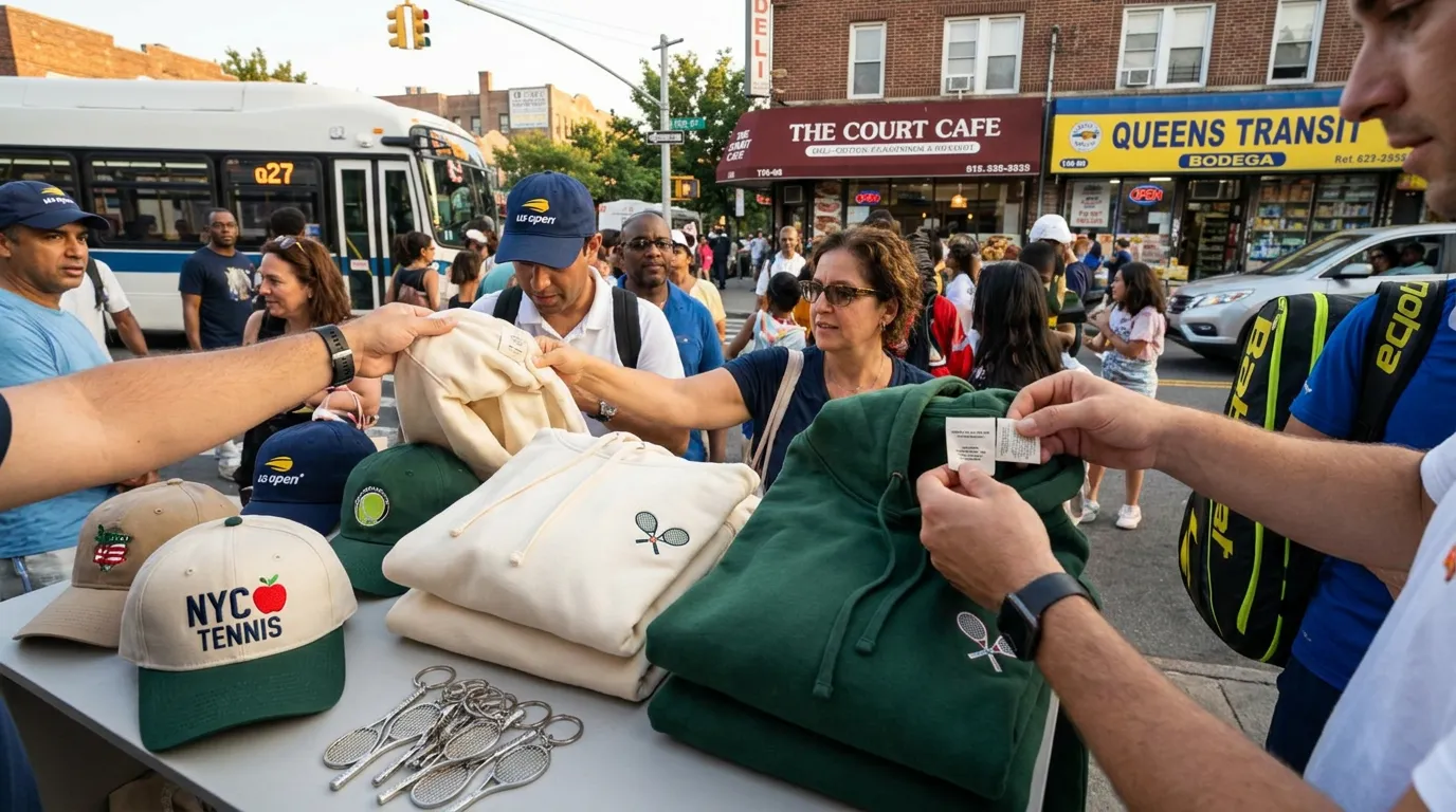 Photorealistic US Open tennis scene for Limited Tennis Merch Releases Worth Tracking This Summer.