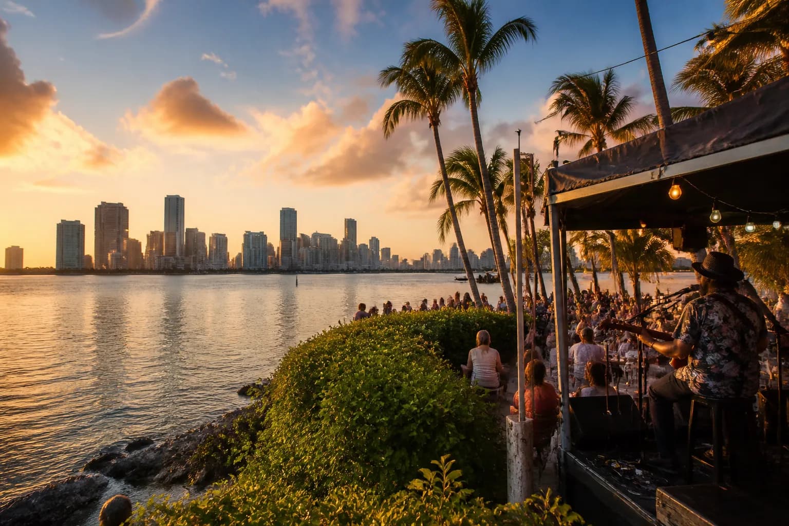 Realistic Miami food and neighborhood scene