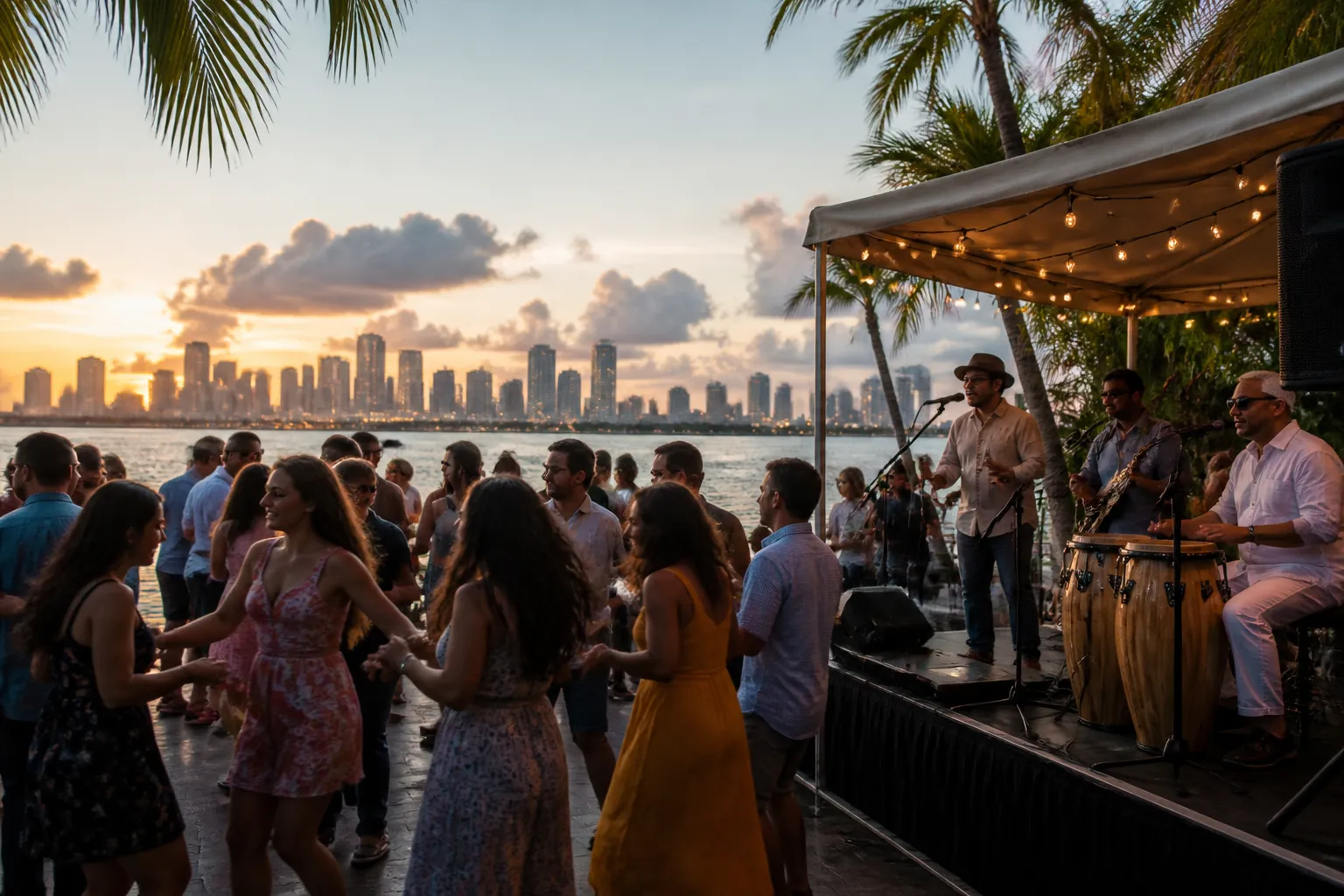 Realistic Miami food and neighborhood scene