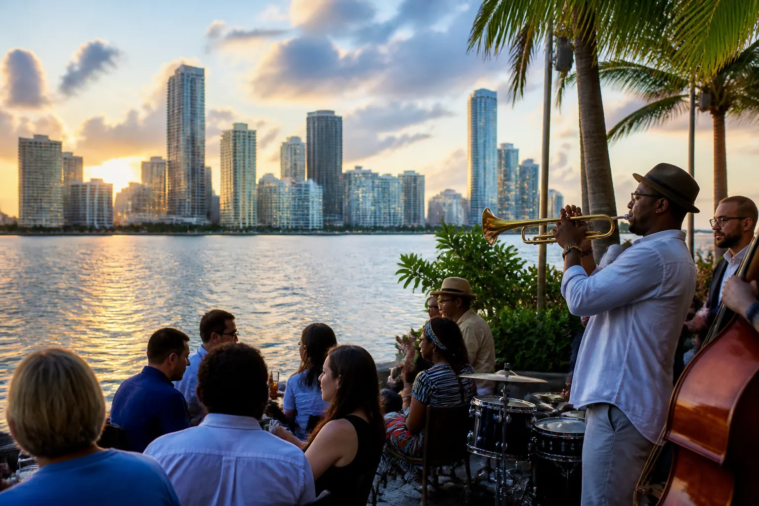 Realistic Miami food and neighborhood scene