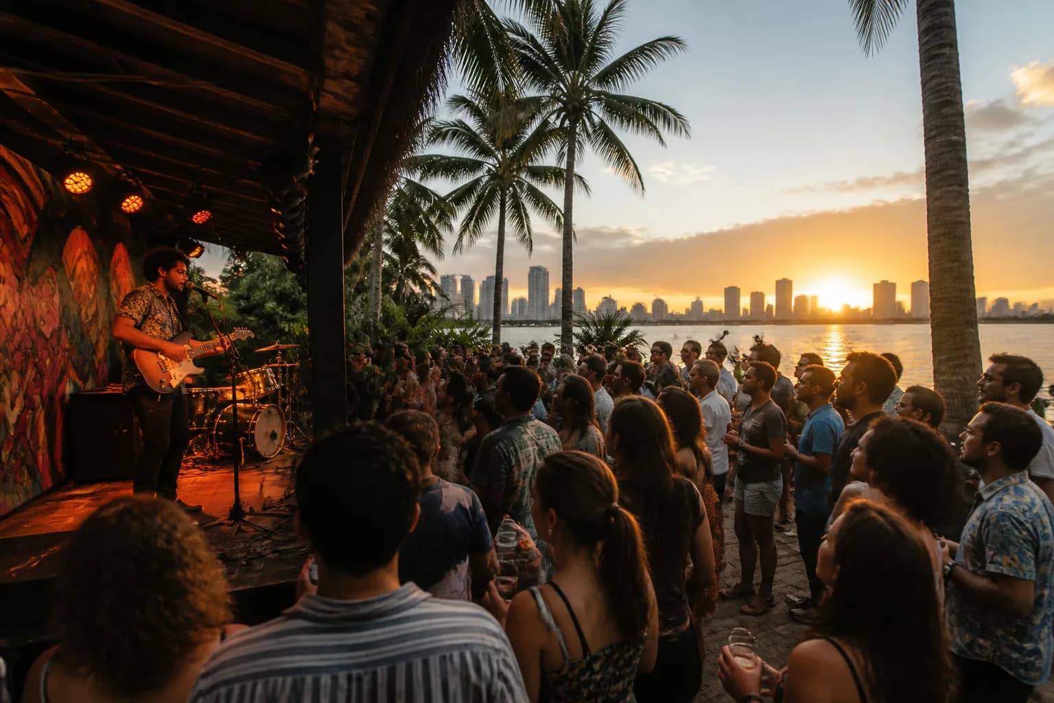 Realistic Miami food and neighborhood scene