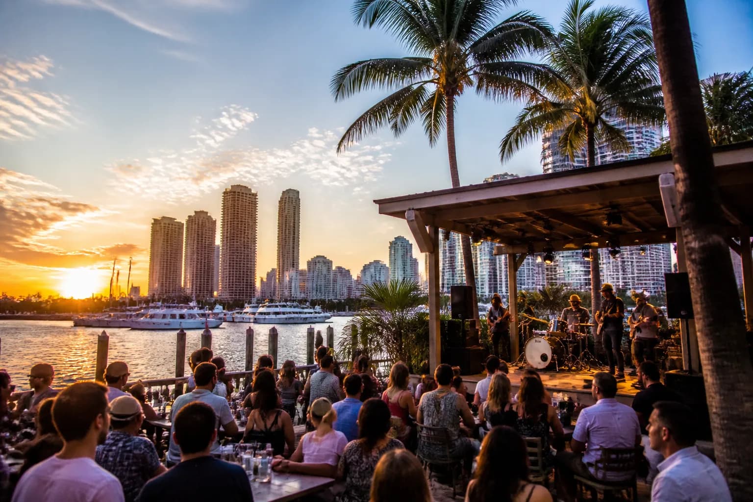 Realistic Miami food and neighborhood scene