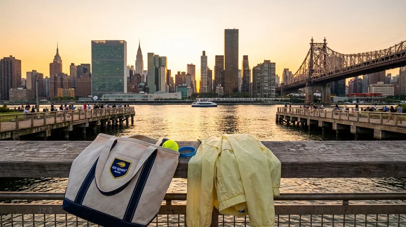 Photorealistic New York scene for Long Island City Sunset Stops Before US Open Matches.